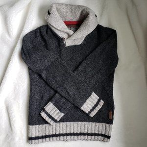 Roots Men's Charcoal and Light Gray Shawl Collar Sweater